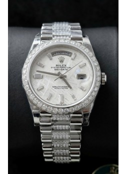 Reloj Rolex Day Date Presidential Acero Inoxidable Dial Meteorito 40MM - Calidad Espejo 1:1