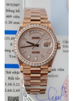 Rolex Day Date Super Clone Oro Rosado Pesonalizado Modificado Diamantes Pavimentados