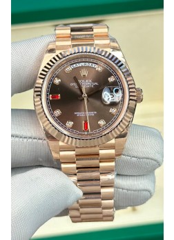 Reloj Rolex Day Date Presidential Oro Rosado 18K 40MM - Dial Marrón Calidad Espejo 1:1