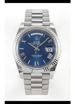 Rolex Day Date Super Clone Dial Azul Romanos 40MM 220 Gramos Reloj Réplica Suizo