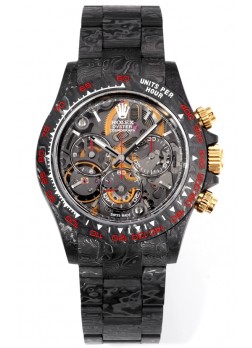 Rolex Daytona Blaken Carbono Negro Reloj Réplica Suizo Espejo 1:1 Dial Skeleton Movimiento Cal.4130