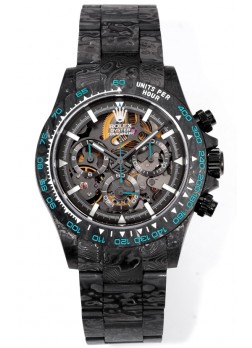 Rolex Daytona Blaken Carbono Negro Reloj Réplica Suizo Espejo 1:1 Dial Skeleton Movimiento Cal.4130