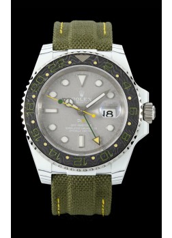 Rolex GMT Masters DiW White Caja de Carbono Reloj Réplica SuizoVerdant Gray Dial 