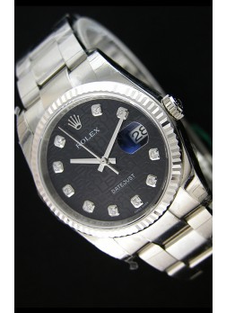 Rolex Datejust 36MM Cal.3135 Movement Reloj Réplica Suizo con Dial Impreso color Negro