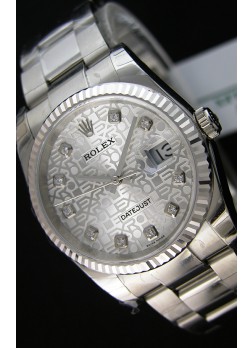 Rolex Datejust 36MM Cal.3135 Movement Reloj Réplica Suizo en Acero color Blanco, Dial en Acero