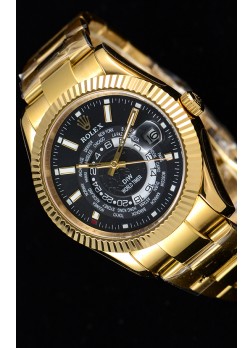 Rolex SkyDweller Reloj Suizo Caja de Oro Amarillo de 18 K - Edición DIW Dial Negro