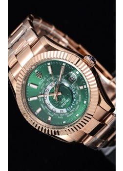 Rolex SkyDweller Reloj Suizo Caja de Oro Rosado de 18 K - Edición DIW Dial Verde