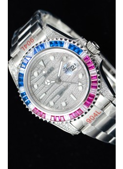 Rolex GMT Masters II Iced out Reloj Suizo con Caja de Acero 904L