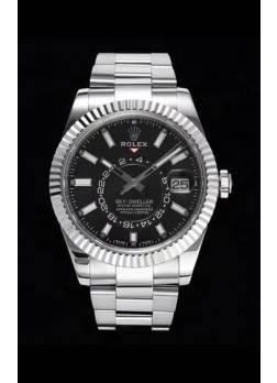 Rolex Sky-Dweller REF# 326934 Black Dial Watch in 904L Steel Case 1:1 Mirror Replica