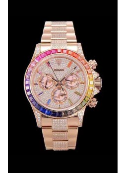 Rolex Daytona ICED OUT Rose Gold Watch Original Cal.4130 Movement - 1:1 Mirror 904L Steel Watch 