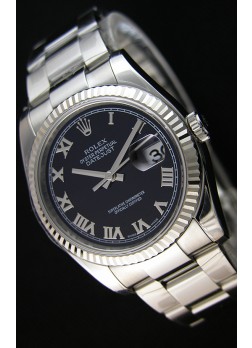 Rolex Datejust Reloj Réplica Japonés - Dial Negro en 36MM con correa Oyster