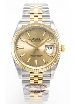 Rolex Super Clone Datejust ETA 3235 Movement 36MM Reloj Suizo Dos Tonos Oro Amarillo Dial Oro