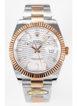 Rolex Super Clone Datejust ETA 3235 Movement 41MM Reloj Chapado en Oro Rosado Dos Tonos Dial Estriado