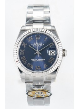 Rolex Super Clone Datejust ETA 2688 Movement 31MM Reloj Acero Inoxidable Dial Azul Romanos