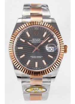 Rolex Super Clone Datejust ETA 3235 Movement 41MM Reloj Chapado en Oro Rosado Dos Tonos Dial Estriado