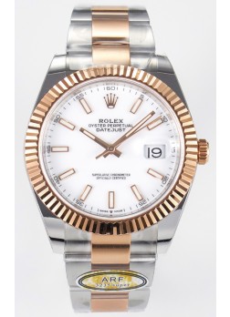 Rolex Super Clone Datejust ETA 3235 Movement 41MM Reloj Chapado en Oro Rosado Dos Tonos Dial Blanco