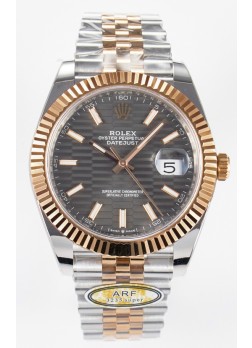 Rolex Super Clone Datejust ETA 3235 Movement 41MM Reloj Chapado en Oro Rosado Dos Tonos Dial Estriado