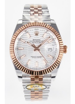 Rolex Super Clone Datejust ETA 3235 Movement 41MM Reloj Chapado en Oro Rosado Dos Tonos Dial Estriado