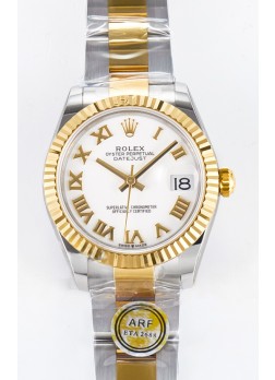 Rolex Super Clone Datejust ETA 2688 Movement 31MM Oro Amarillo Dos Tonos Suizo Dial Blanco