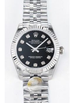 Rolex Super Clone Datejust ETA 2688 Movement 31MM Reloj Acero Inoxidable Dial Negro