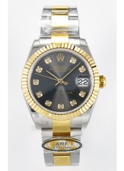 Rolex Super Clone Datejust ETA 2688 Movement 31MM Oro Amarillo Dos Tonos Dial Gris