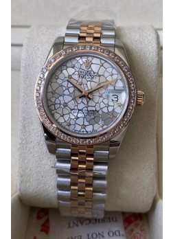 Rolex Datejust M278381RBR 31MM Réplica Suiza Oro Rosado Dos Tonos - Dial Motivo Floral Calidad Espejo 1:1