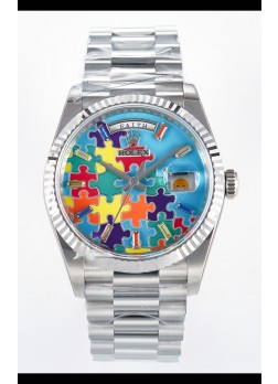 Rolex Day Date Emoji Jig-Saw Puzzle Caja Acero Inoxidable Reloj Réplica Suizo 