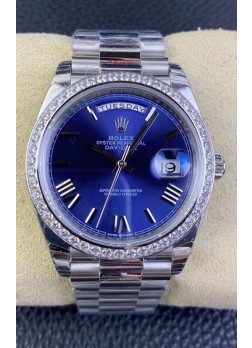 Rolex Day Date M228206-0015 Acero 904L 40MM - Dial Azul Reloj Réplica 1:1