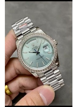 Rolex Day Date Presidential Acero 904L 40MM - Dial Azul Estampado Reloj Calidad Espejo 1:1