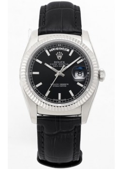 Rolex Day Date 904L Reloj en Caja de Acero Dial Negro 36MM - Calidad Espejo 1:1