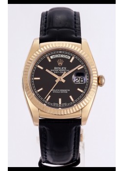 Rolex Day Date Oro Rosado Caja Acero 904L con Dial en Negro 36MM - Calidad Espejo 1:1