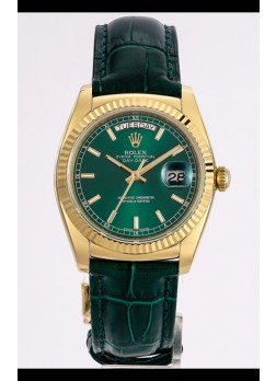 Rolex Day Date Reloj Oro Amarillo Caja Acero 904L Dial Verde 36MM - Calidad Espejo 1:1