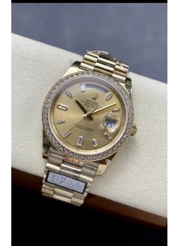 Rolex Day Date 40MM 1:1 Oro Rosado con Dial en Dorado Reloj Réplica Espejo 1:1