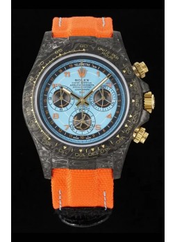 Rolex Daytona Super Clone Watch en Dial Azul Caja Carbono Negro Réplica Espejo 1:1