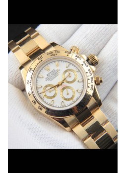 Rolex Daytona Movimiento Japonés Caja de Oro Reloj Réplica en Dial Blanco 