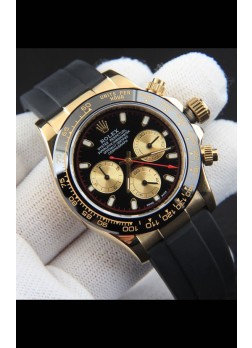 Rolex Daytona Movimiento Japonés Caja de Oro Reloj Réplica en Dial Negro 