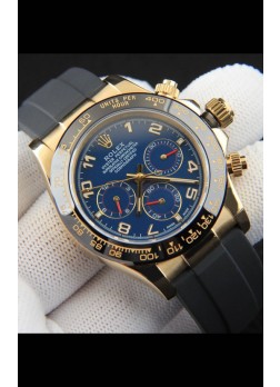 Rolex Daytona Movimiento Japonés Caja de Oro Reloj Réplica en Dial Azul 