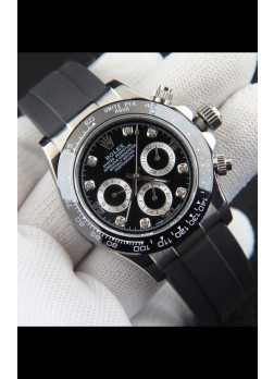 Rolex Daytona Movimiento Japonés Caja Acero Reloj Réplica en Dial Negro