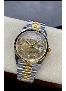 Rolex Datejust Movimiento Cal.3235 Réplica a Espejo 1:1 Acero 904L 36MM - Dial Dorado con Motivo Estriado