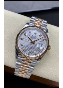 Rolex Datejust Movimiento Cal.3235 Réplica a Espejo 1:1 Acero 904L 36MM - Dial Gris con Motivo Estriado