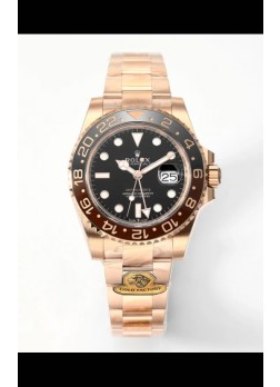 Rolex GMT Masters II Super Clone Root Beer 126711CHNR Dial Rosado Negro Reloj Réplica Suizo 