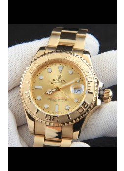 Rolex Yachtmaster Reloj Movimiento Japonés en Caja de Oro - Dial Dorado 37MM