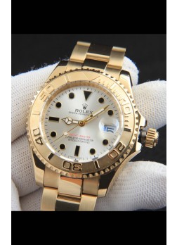 Rolex Yachtmaster Reloj Movimiento Japonés en Caja de Oro - Dial Acero 37MM