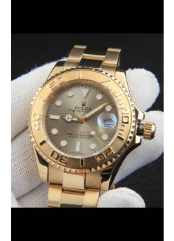 Rolex Yachtmaster Reloj Movimiento Japonés en Caja de Oro - Dial Gris 37MM