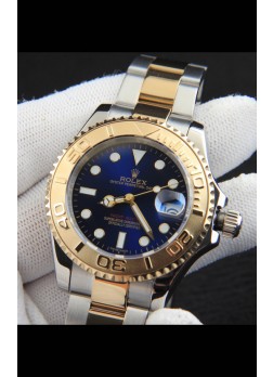 Rolex Yachtmaster Reloj Movimiento Japonés Caja Oro en Dos Tonos - Dial Azul 37MM