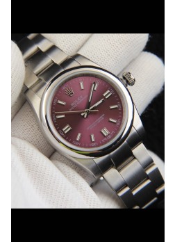 Rolex Oyster Perpetual Movimiento Japonés Reloj Réplica36MM - Dial Burdeos