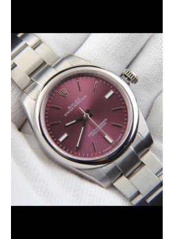 Rolex Oyster Perpetual Movimiento Japonés Reloj Réplica39MM - Dial Burdeos