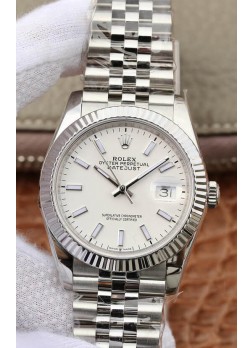 Rolex Datejust 36MM Movimiento ETA-3135 Réplica Suiza Caja en Acero 904L en Dial Blanco