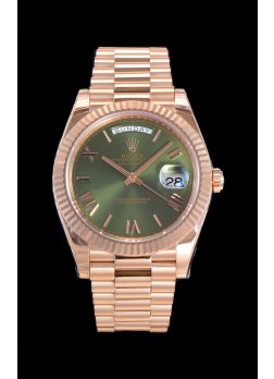 Rolex Day Date Watch Dial Verde con Numerales de Hora en Numeros Romanos Movimiento Cal.3255 - Acero 904L