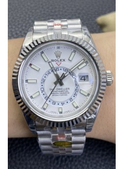 Rolex Sky-Dweller REF# M326934 Dial Blanco Reloj en Caja de Acero 904L Réplica a Espejo 1:1
